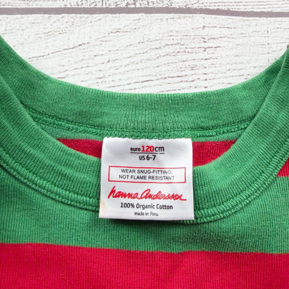 Hanna Andersson Kids Christmas Pajama Set Long Sleeve Striped Organic Cotton US 6-7