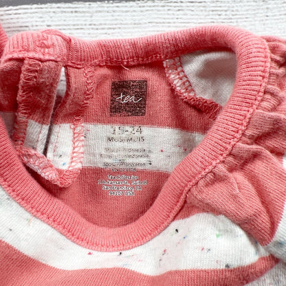 Tea Collection Coral White Striped Baby Romper Long Sleeves 18-24 Months