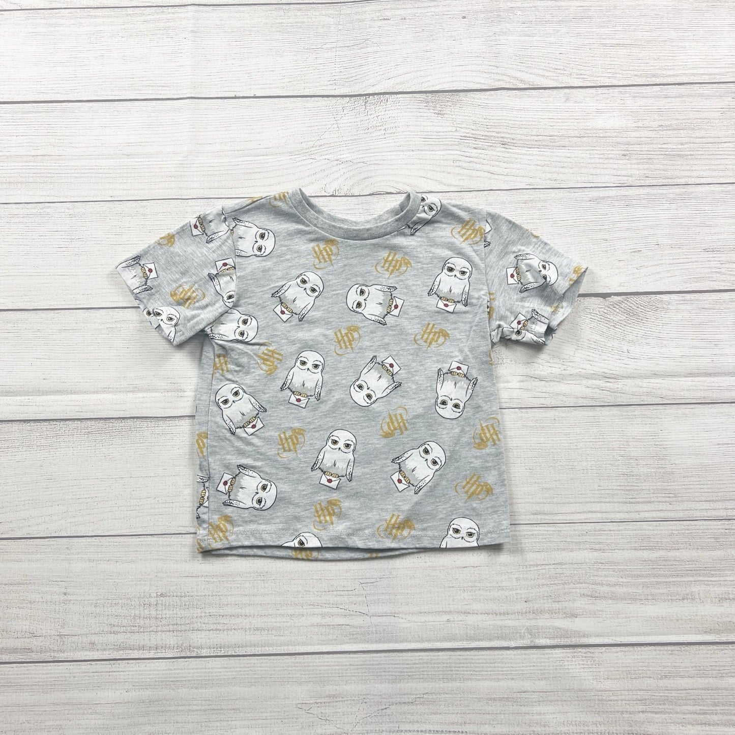 Harry Potter Toddler Shirt Hedwig Owl Print Short Sleeve Tee Wizarding World 4T