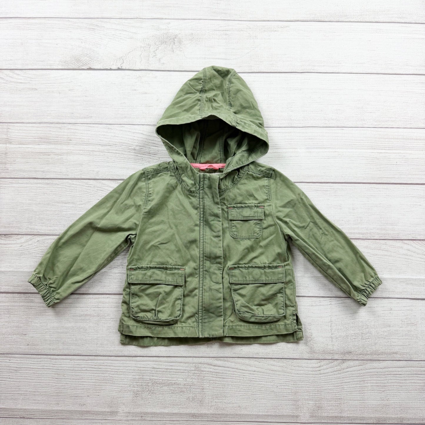 OshKosh Bgosh Green Hooded Jacket Pockets Toddler 18-24 Months