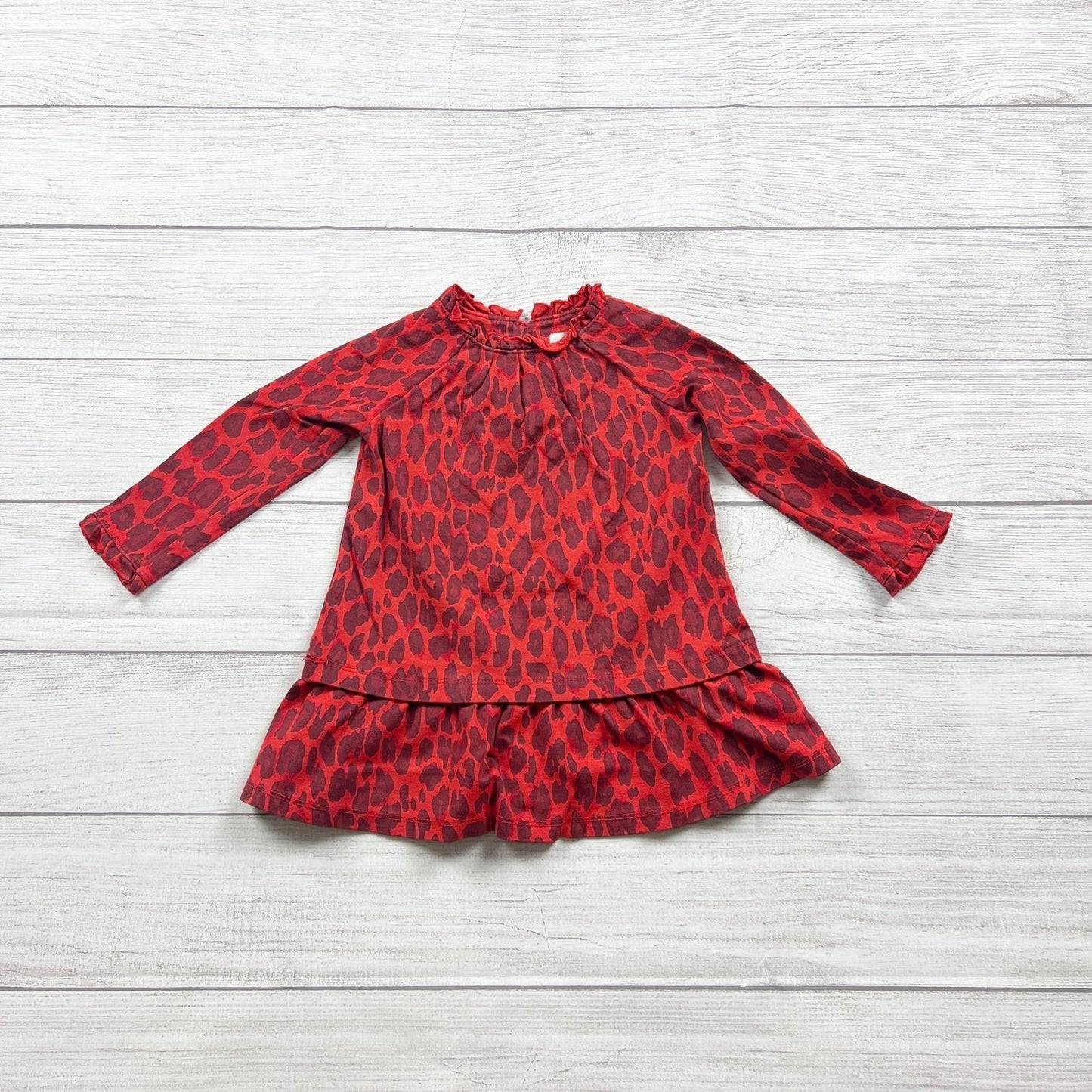 Kate Spade New York Girls Red Tiered Leopard Print Dress 18-24 Months