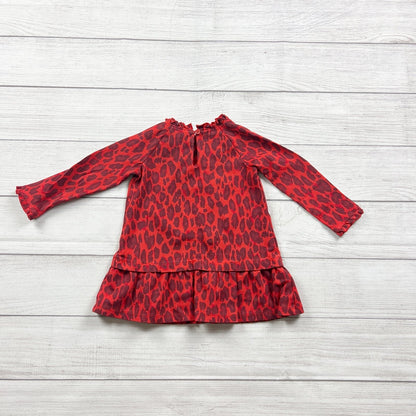 Kate Spade New York Girls Red Tiered Leopard Print Dress 18-24 Months