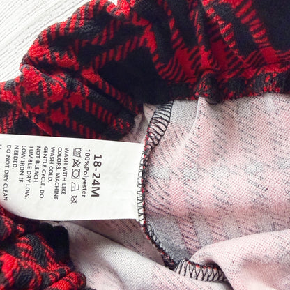 Red Black Plaid Baby Pants Soft Elastic Waist Bow Design 18-24 Months