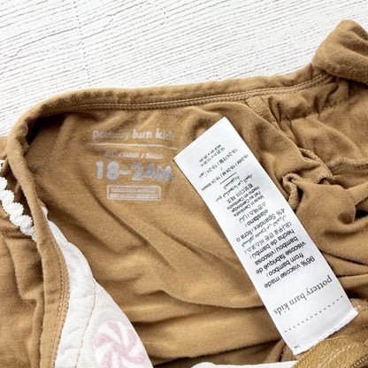 Pottery Barn Kids Baby Pajamas Gingerbread One Piece Sleeper Zip 18-24 Months