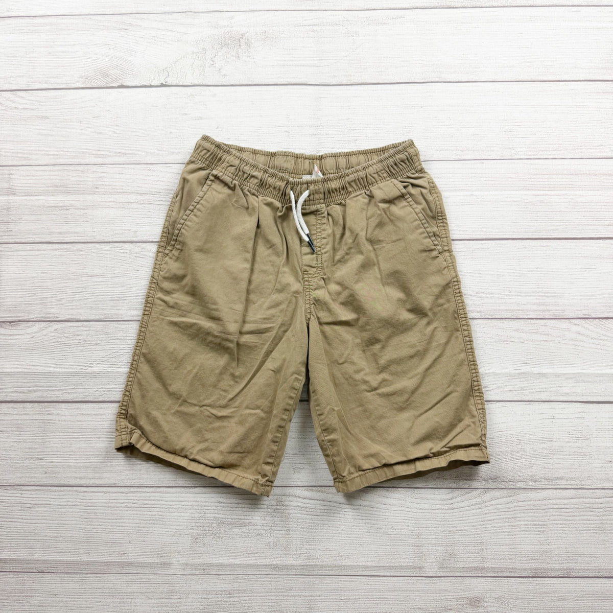 Cat & Jack Beige Elastic Waist Drawstring Shorts Boys Cotton Casual L 12-14