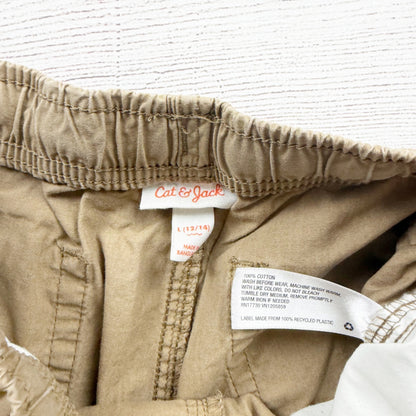 Cat & Jack Beige Elastic Waist Drawstring Shorts Boys Cotton Casual L 12-14