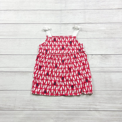 Lands End Kids Girls Red White Sailboat Print Sleeveless Tank Top S 7-8