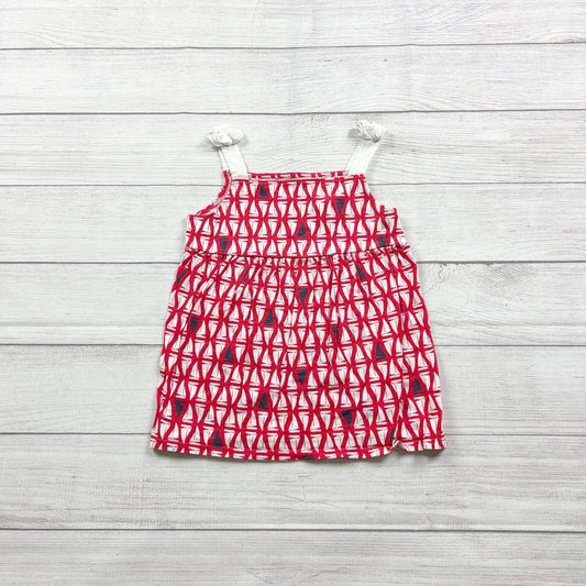 Lands End Kids Girls Red White Sailboat Print Sleeveless Tank Top S 7-8