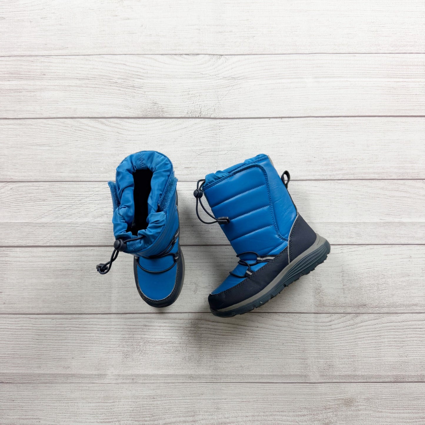 Lands End Toddler Snow Boots Blue Black Waterproof Adjustable Fit 13