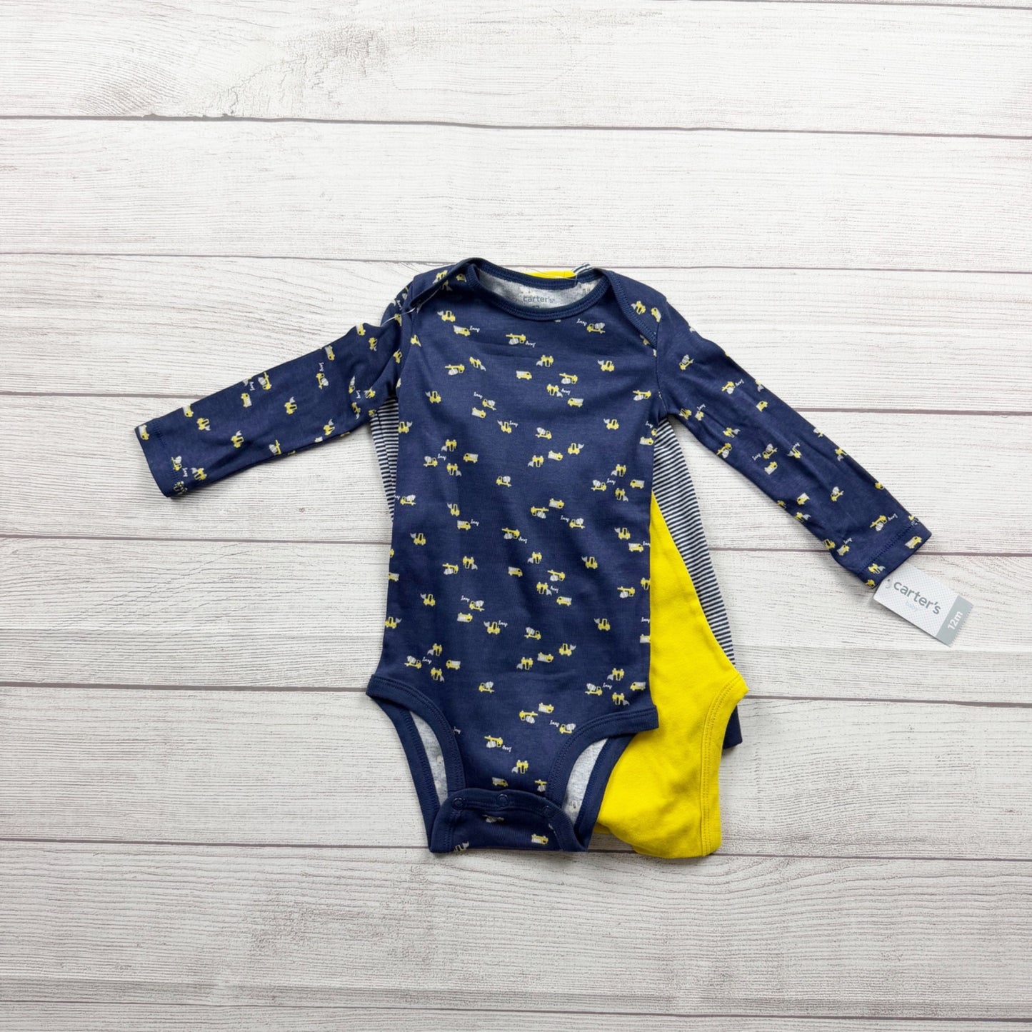 Carter’s Baby Boys 3 Piece Outfit Set Yellow Navy Dump Truck NWT 9-12 Months