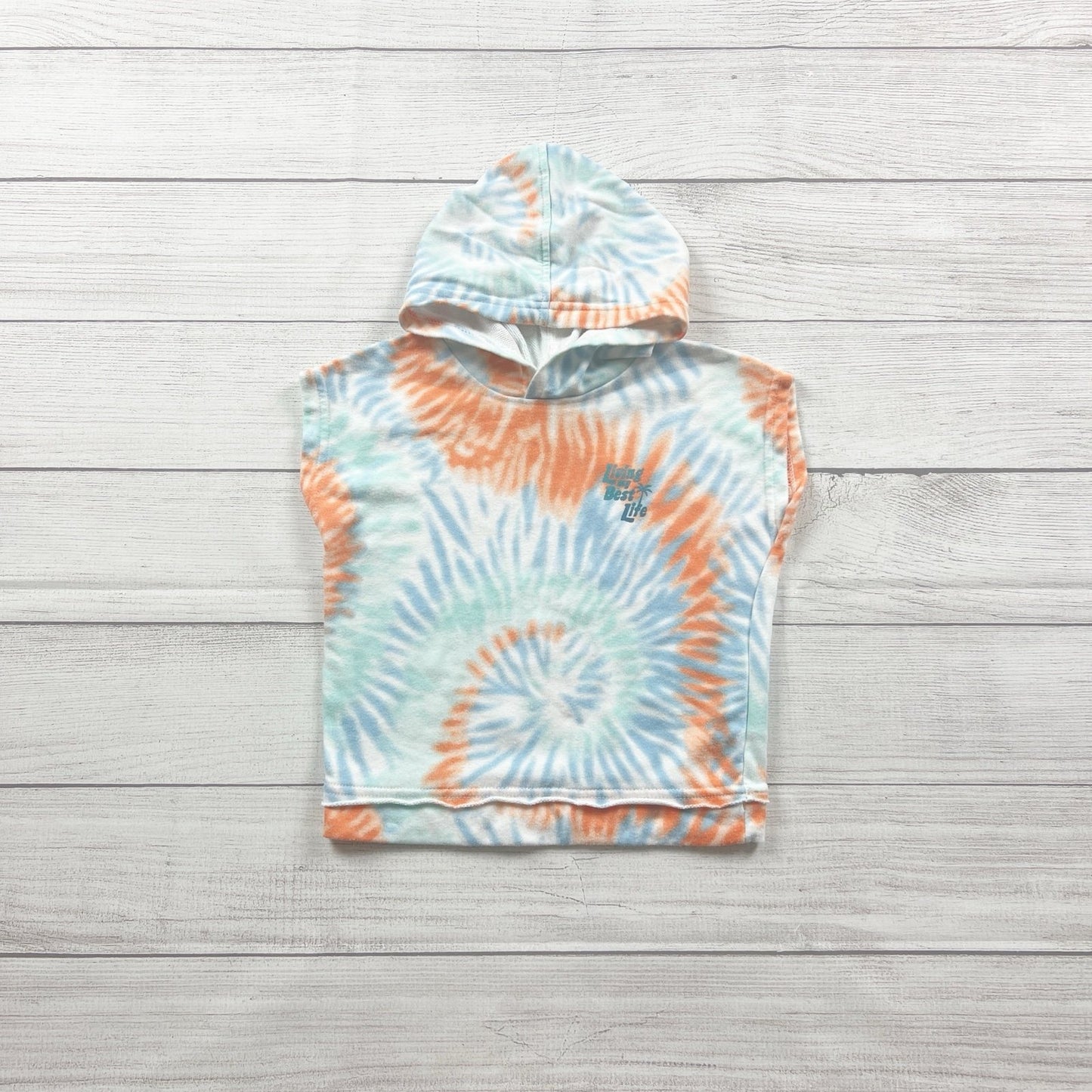 Garanimals Tie Dye Hooded Tank Top Sleeveless Hoodie “Living My Best Life” 3T