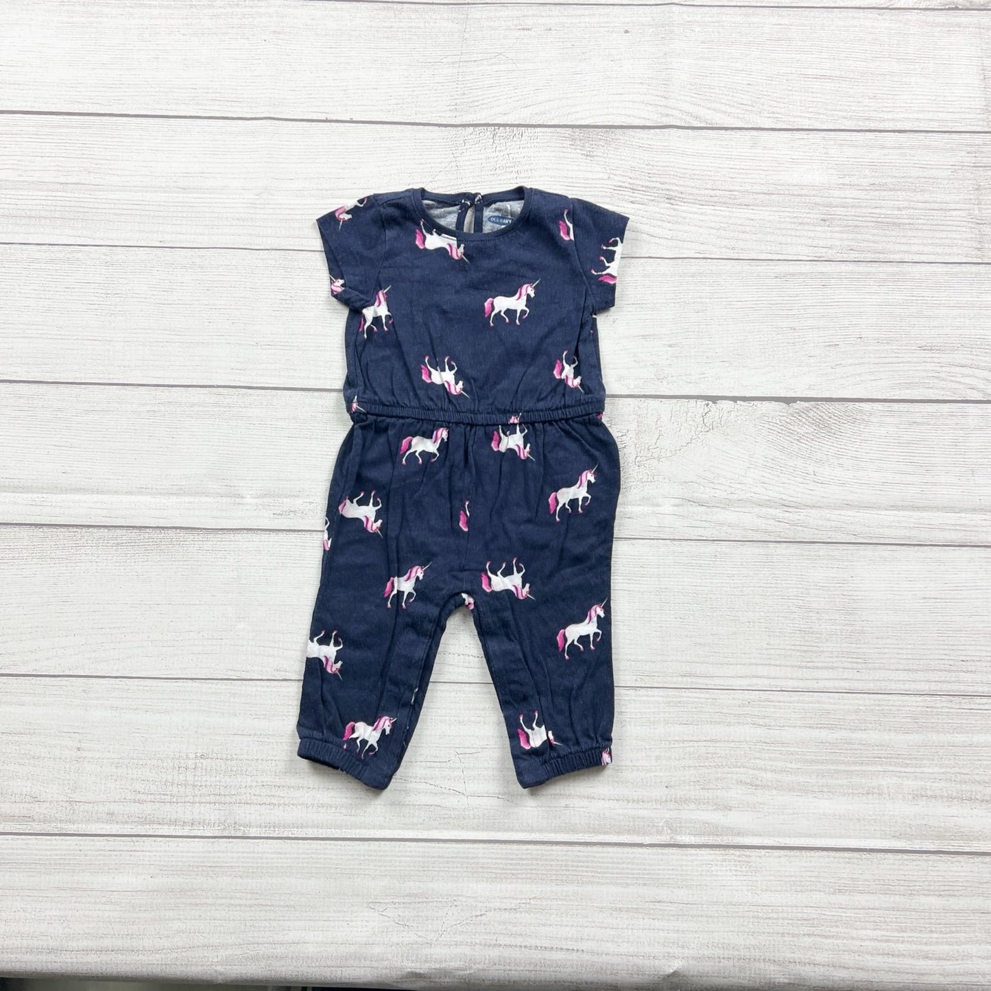 Old Navy Baby Girl Unicorn Jumpsuit Short Sleeve One Piece Romper 3-6 Months