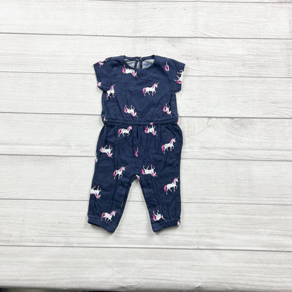 Old Navy Baby Girl Unicorn Jumpsuit Short Sleeve One Piece Romper 3-6 Months