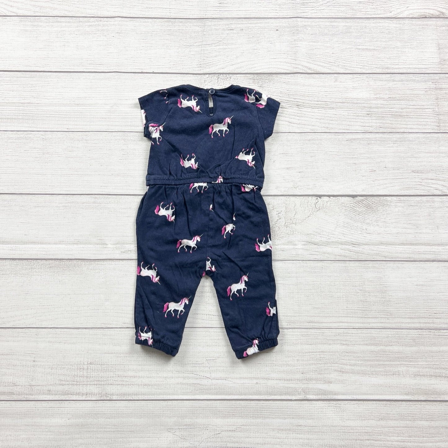 Old Navy Baby Girl Unicorn Jumpsuit Short Sleeve One Piece Romper 3-6 Months