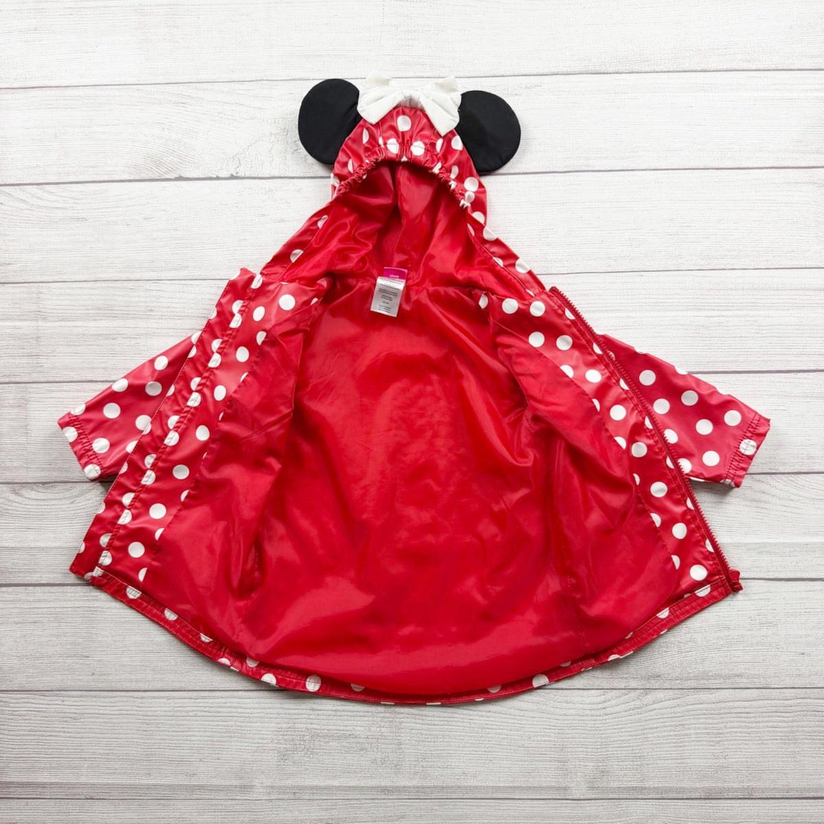 Disney Minnie Mouse Red Polka Dot Raincoat Toddler Girls Waterproof Jacket 2T
