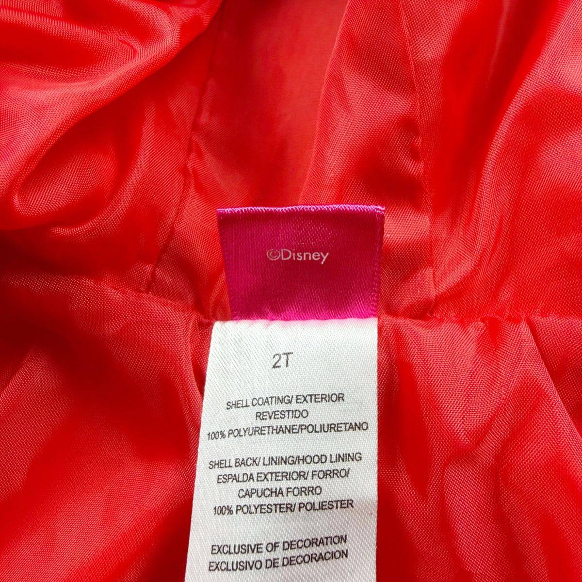 Disney Minnie Mouse Red Polka Dot Raincoat Toddler Girls Waterproof Jacket 2T