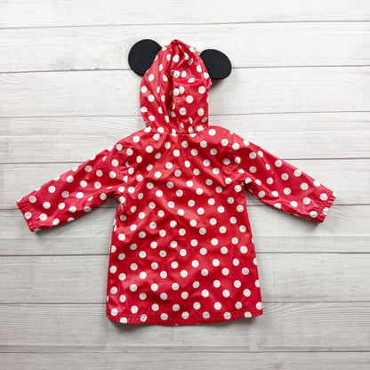 Disney Minnie Mouse Red Polka Dot Raincoat Toddler Girls Waterproof Jacket 2T