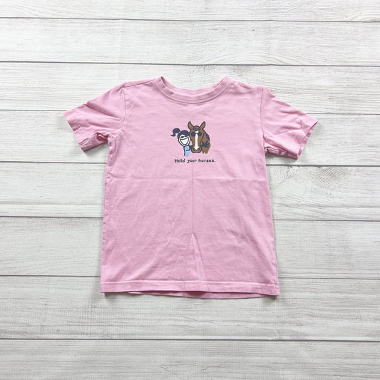 Life Is Good Kids Pink Graphic Horse Tee “Hold Your Horses” S 6