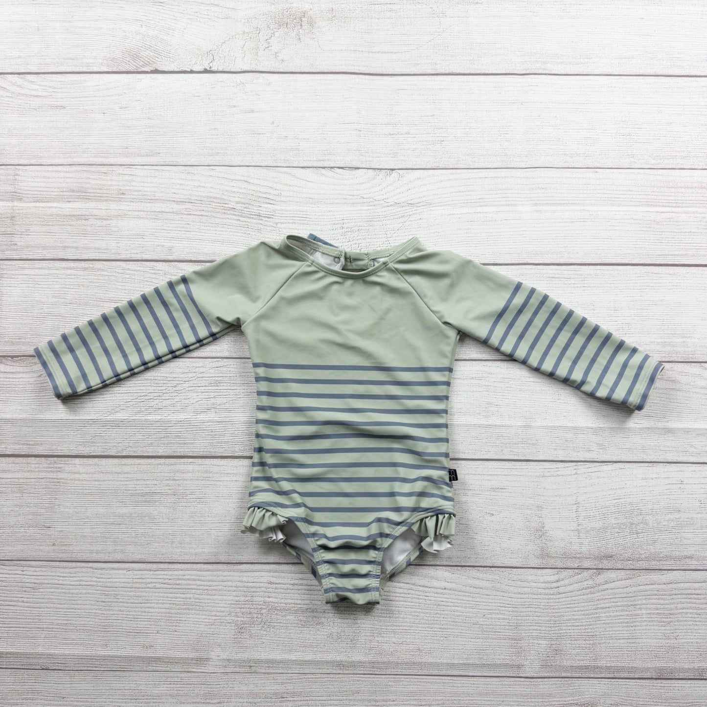 Modern Moments by Gerber Toddler Girl Rash Guard Swimsuit Stripe One Piece 2T