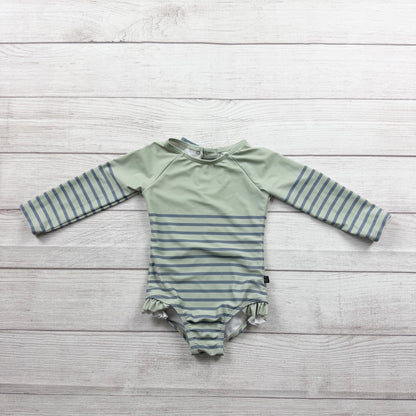 Modern Moments by Gerber Toddler Girl Rash Guard Swimsuit Stripe One Piece 2T