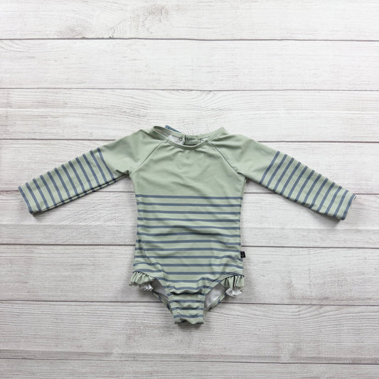 Modern Moments by Gerber Toddler Girl Rash Guard Swimsuit Stripe One Piece 2T