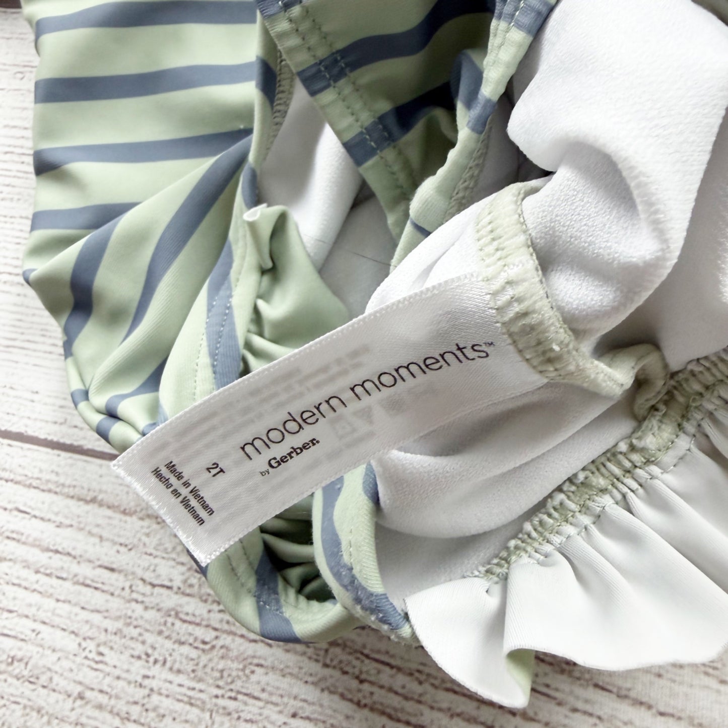 Modern Moments by Gerber Toddler Girl Rash Guard Swimsuit Stripe One Piece 2T