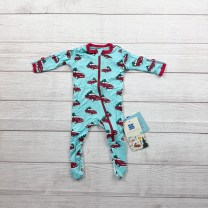 Kickee Pants Baby Holiday Car Tree Print Footie Pajamas Viscose NWT 0-3 Months