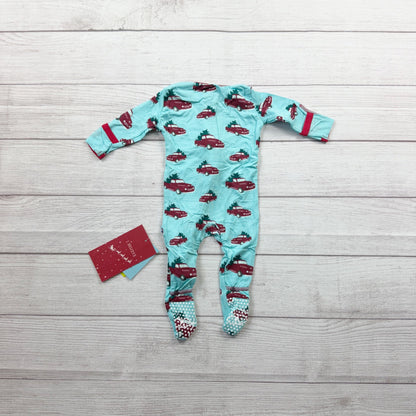 Kickee Pants Baby Holiday Car Tree Print Footie Pajamas Viscose NWT 0-3 Months