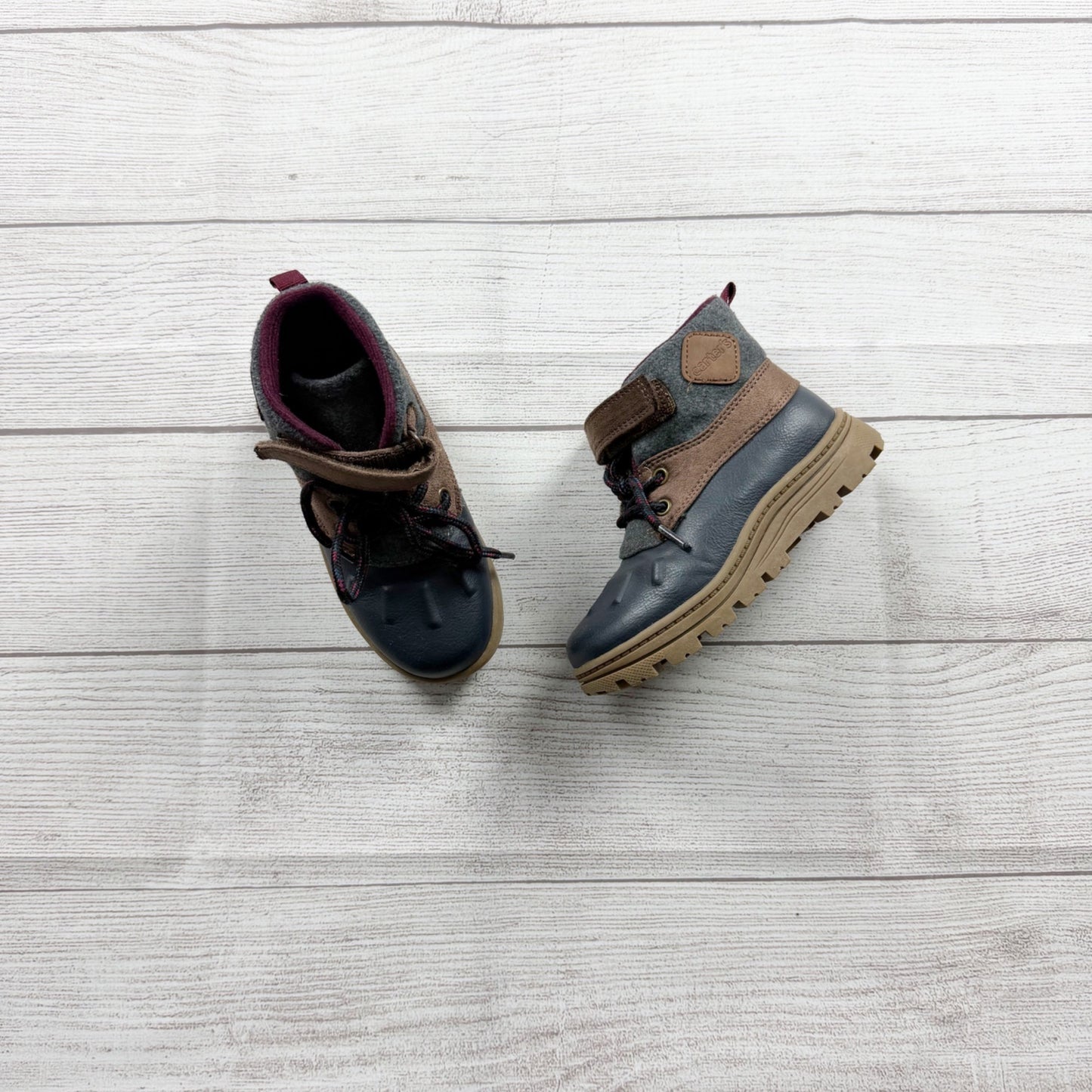 Carter's Kids Blue & Brown Duck Boots All-Weather Lace-Up 10
