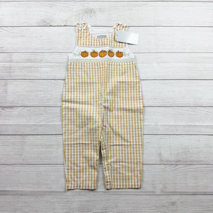 Lil Cactus Baby Pumpkin Smocked Gingham Jon Jon Romper NWT 18-24 Months