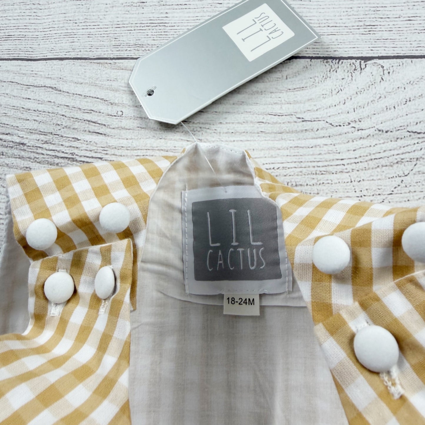 Lil Cactus Baby Pumpkin Smocked Gingham Jon Jon Romper NWT 18-24 Months