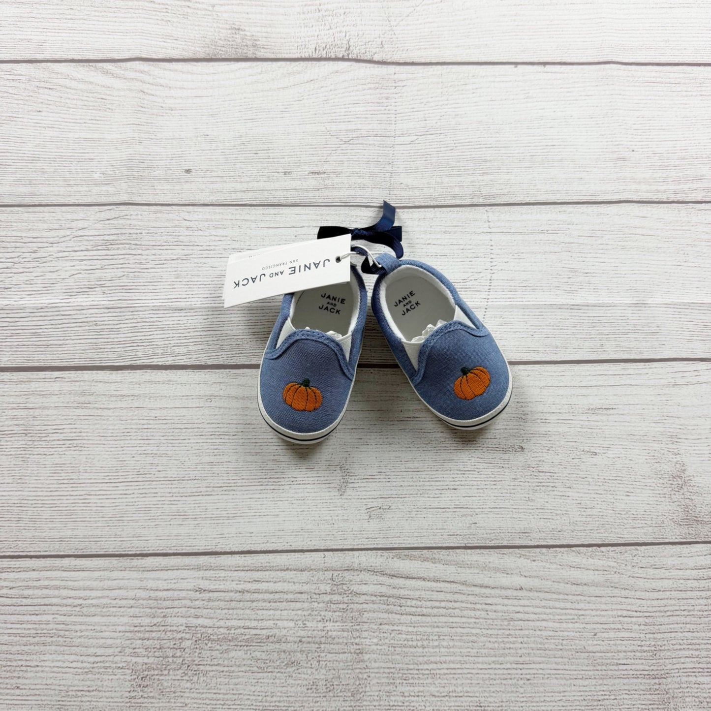 Janie And Jack Baby Pumpkin Canvas Slip On Shoes NWT 3-6 Months