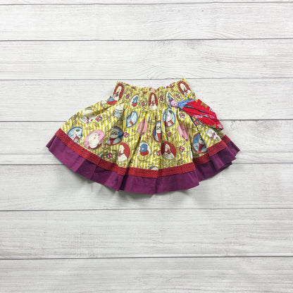 Matilda Jane x Paint By Numbers Skirt Stripe Bird Print Purple Ruffle Twirl 2
