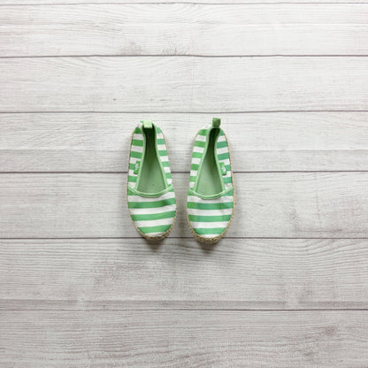 Hanna Andersson Girls Green & White Striped Emelie Espadrilles Casual Shoes US 1