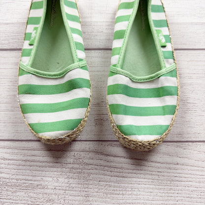 Hanna Andersson Girls Green & White Striped Emelie Espadrilles Casual Shoes US 1