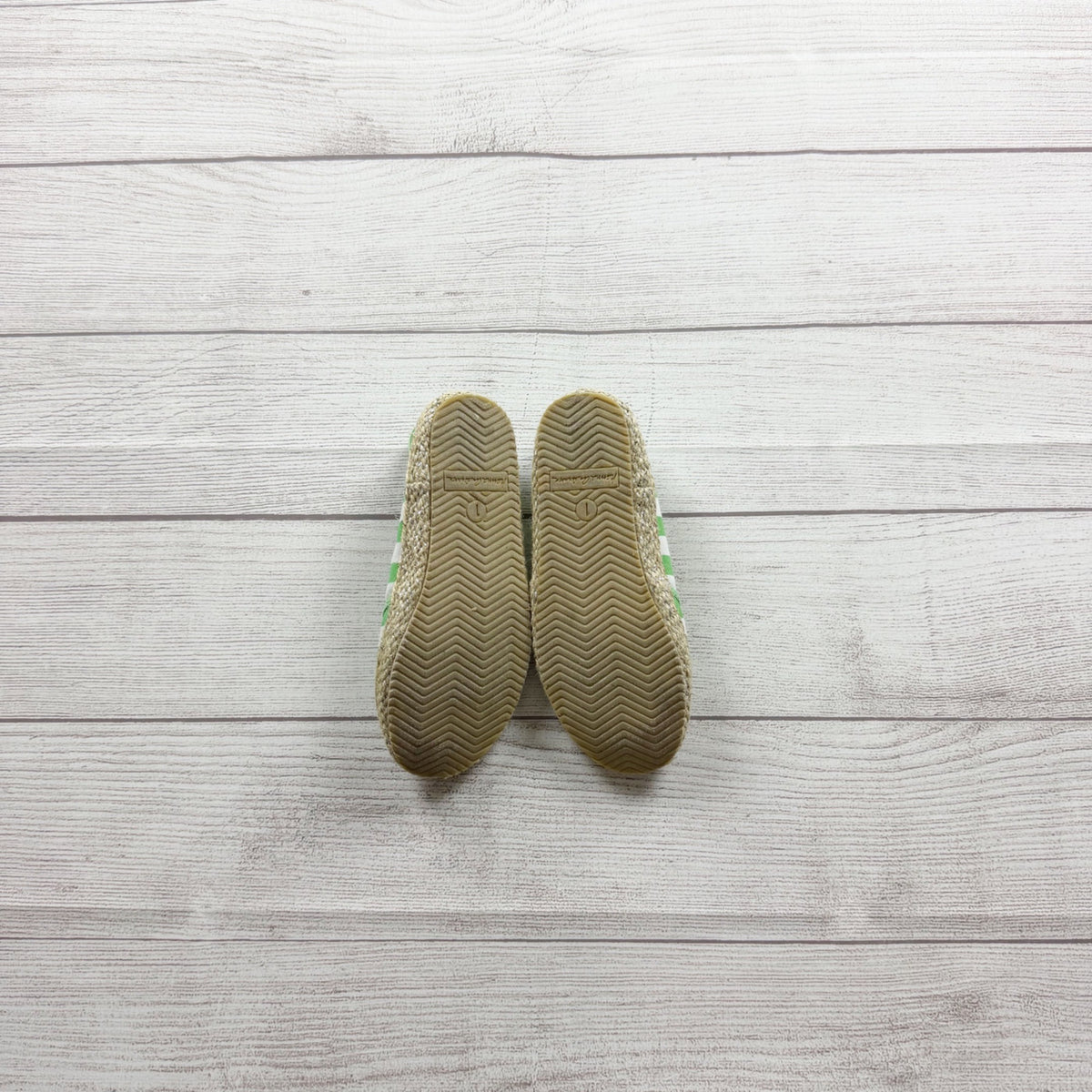 Hanna Andersson Girls Green & White Striped Emelie Espadrilles Casual Shoes US 1