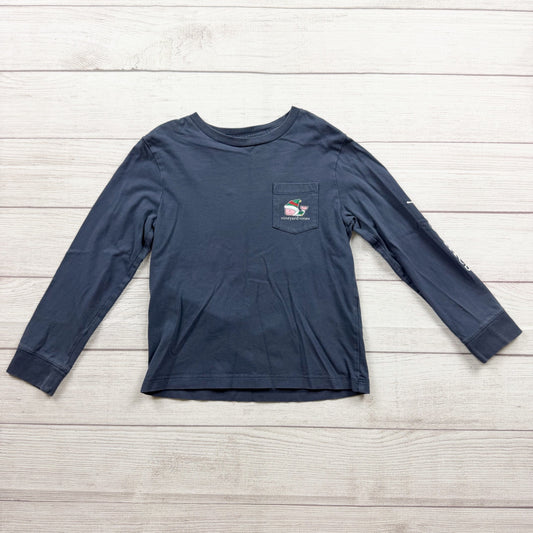 Vineyard Vines Kids Merry Christmas Elf Whale Long Sleeve Navy Shirt 6
