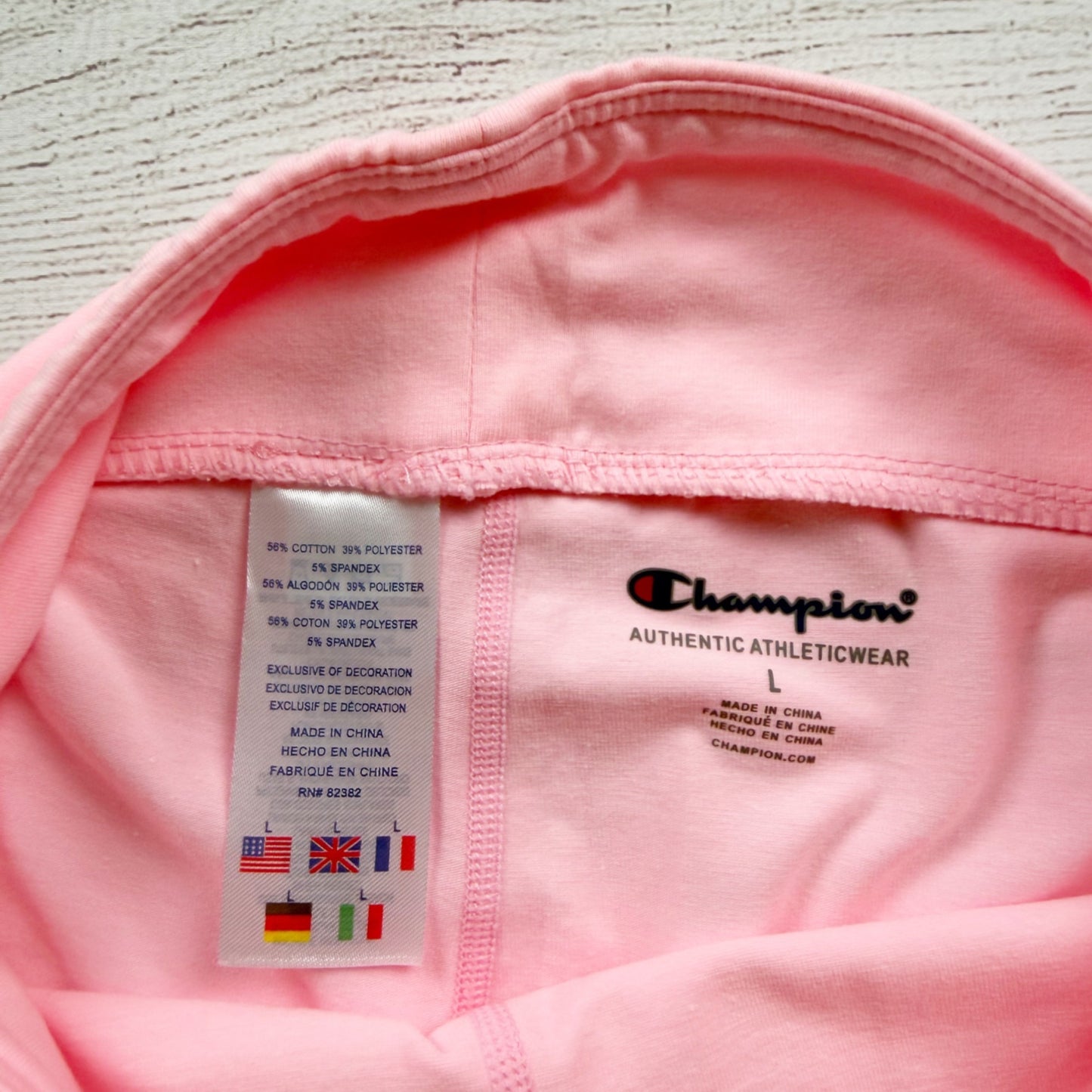Champion Pink High Waisted Athletic Leggings Side Stripe Detail NWT L