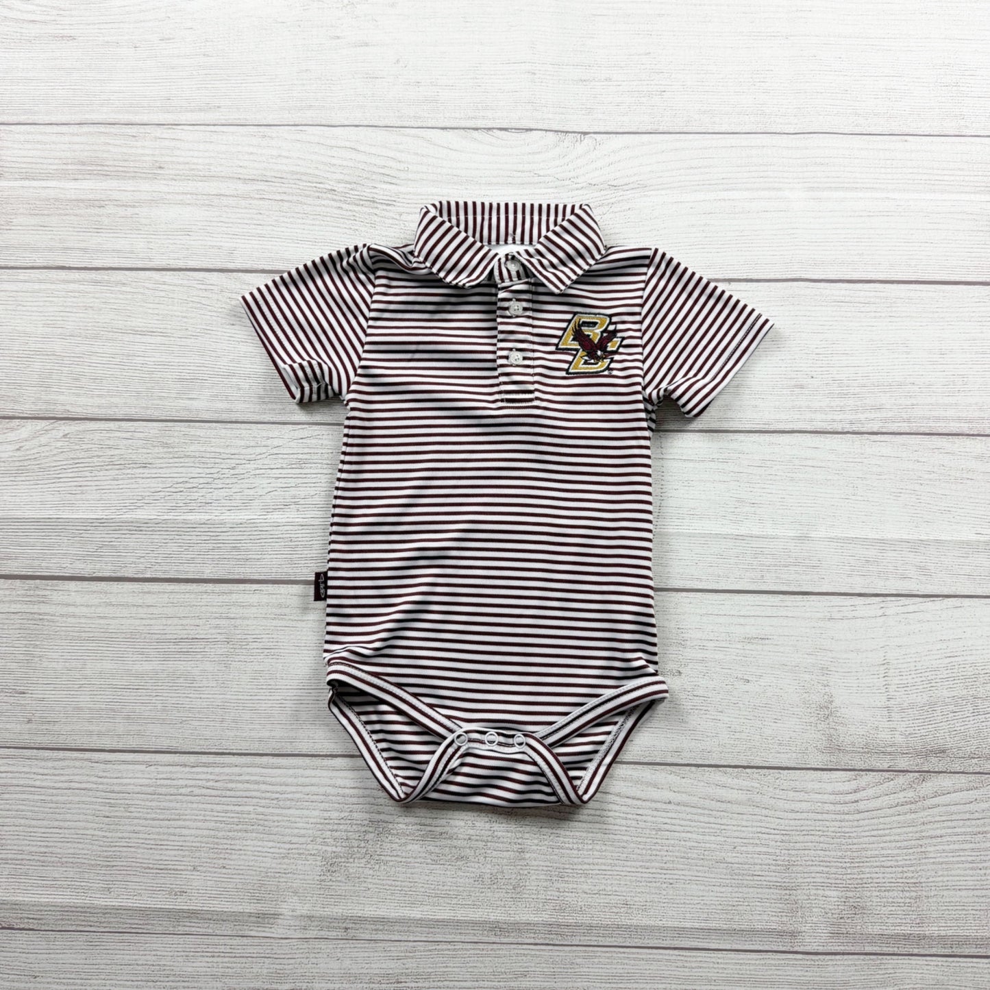Garb Infant Polo Bodysuit Striped Collared Short Sleeve One Piece 6-12 Months