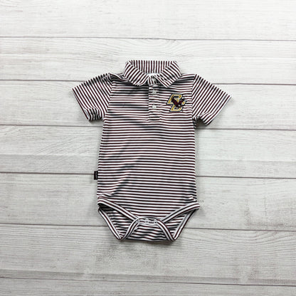 Garb Infant Polo Bodysuit Striped Collared Short Sleeve One Piece 6-12 Months