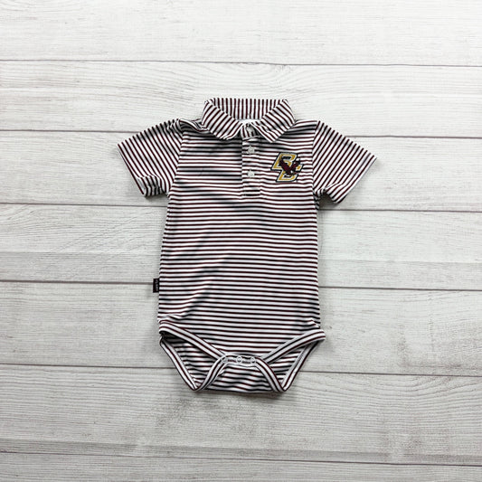 Garb Infant Polo Bodysuit Striped Collared Short Sleeve One Piece 6-12 Months