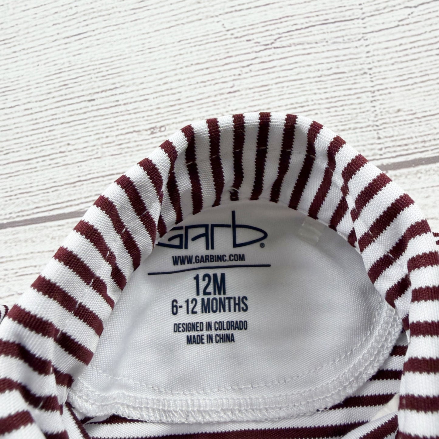 Garb Infant Polo Bodysuit Striped Collared Short Sleeve One Piece 6-12 Months