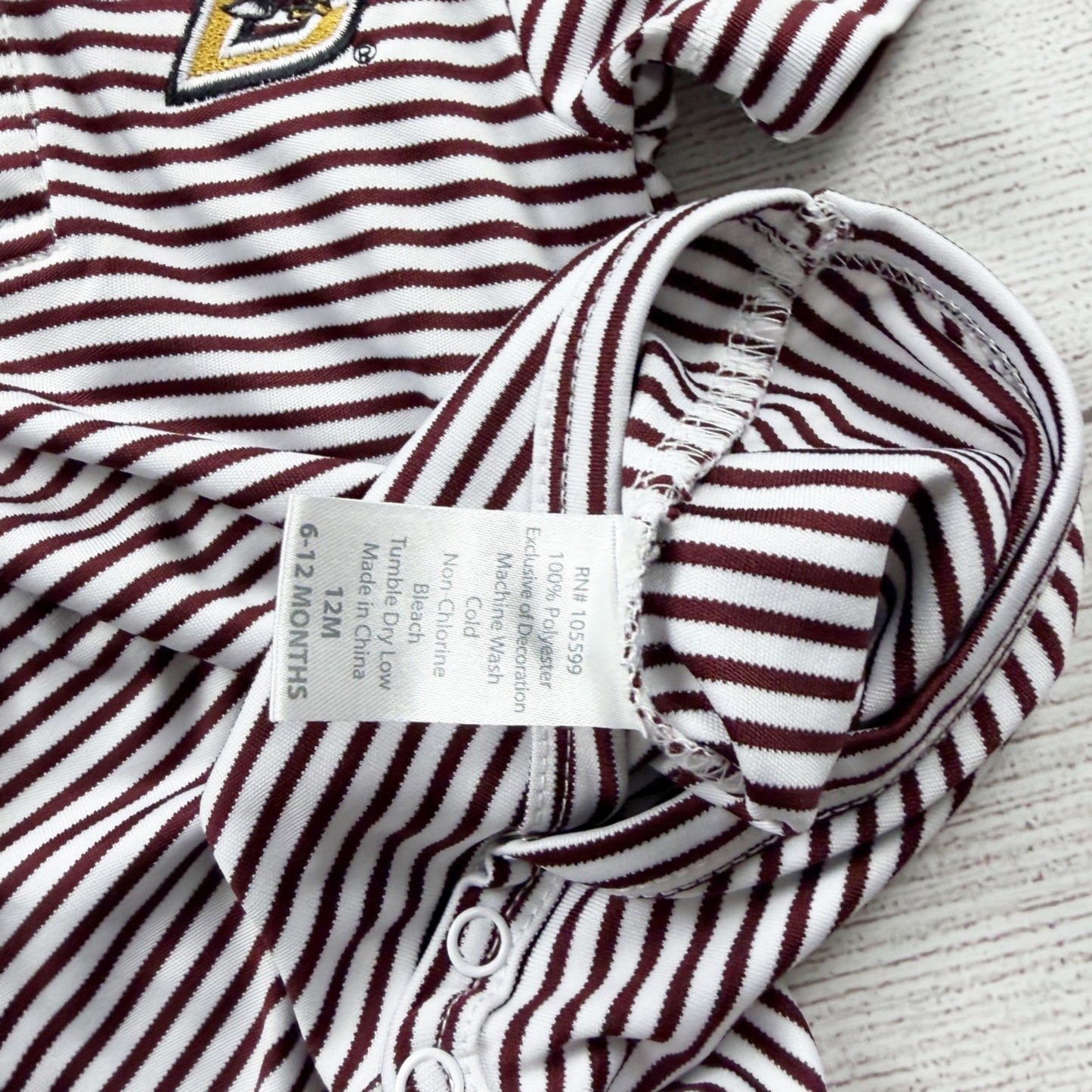 Garb Infant Polo Bodysuit Striped Collared Short Sleeve One Piece 6-12 Months