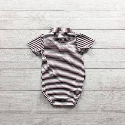 Garb Infant Polo Bodysuit Striped Collared Short Sleeve One Piece 6-12 Months