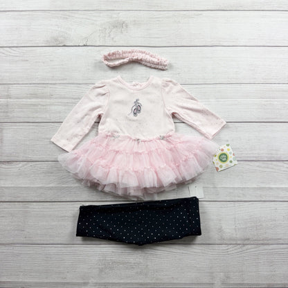 Little Me Baby Girl Outfit Tutu Dress Polka Dot Leggings Headband NWT 3-6 Months