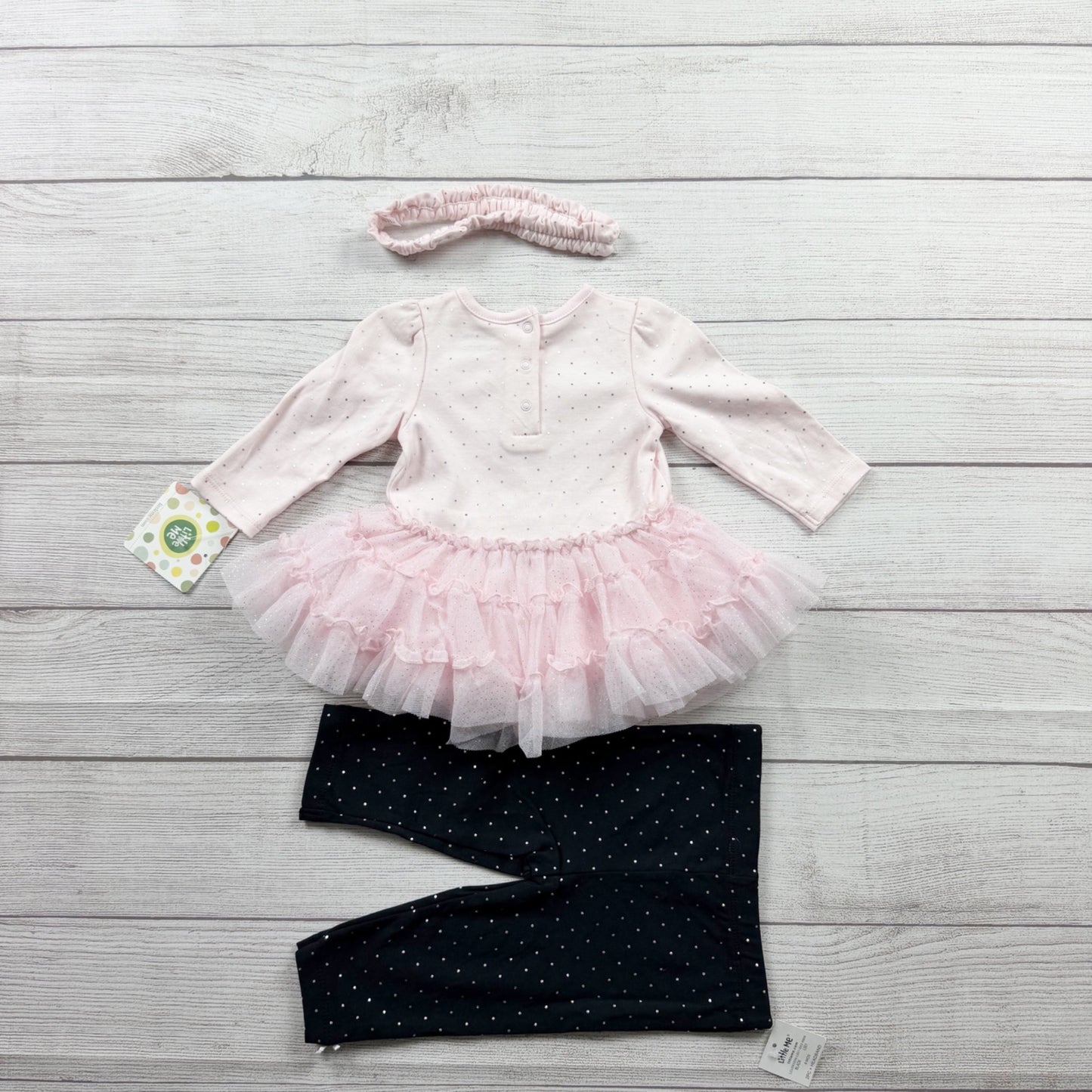 Little Me Baby Girl Outfit Tutu Dress Polka Dot Leggings Headband NWT 3-6 Months