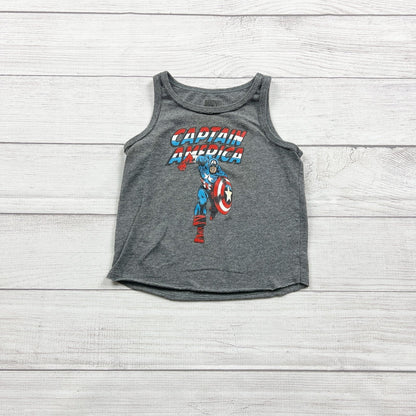 Marvel Captain America Boys Tank Top Sleeveless Graphic Shirt Tee 12-18 Months