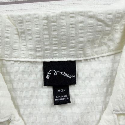 Art Class Boys Textured White Collared Button Down Shirt Lightweight NWT M 8