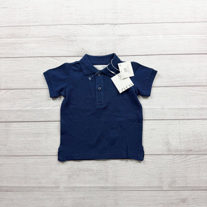 Zara Baby 100% Cotton Navy Blue Polo Shirt Short Sleeve NWT 9-12 Months