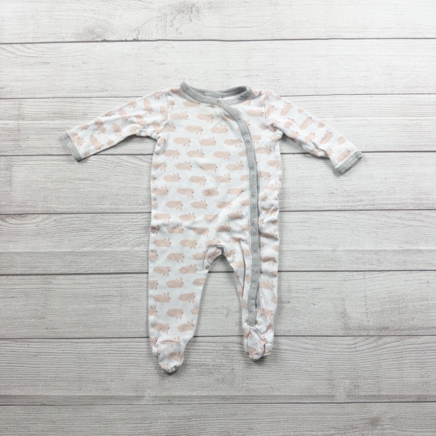 Nordstrom Baby Footed Pajamas Bunny Print Snap Sleeper 6 Months